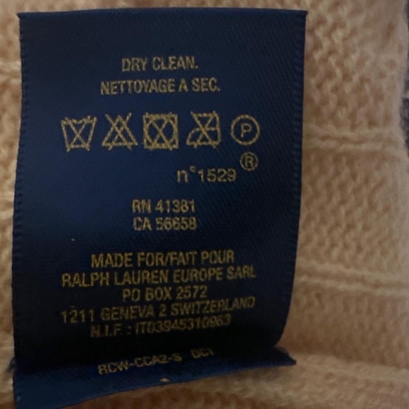 POLO RALPH LAUREN 100% Cashmere Cable Knit Crew Neck Sweater Yellow - Picture 12 of 12